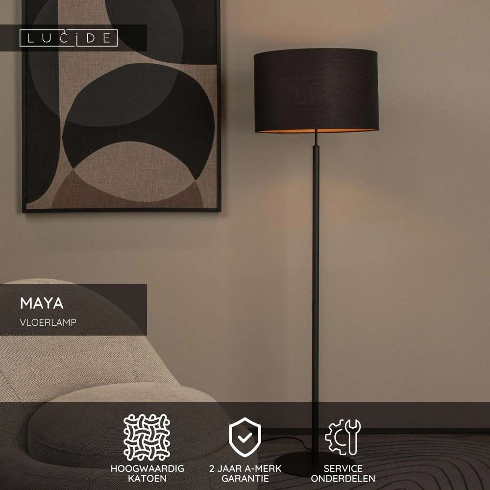 Stehlampe Maya Schwarz Lucide 5411212452627
