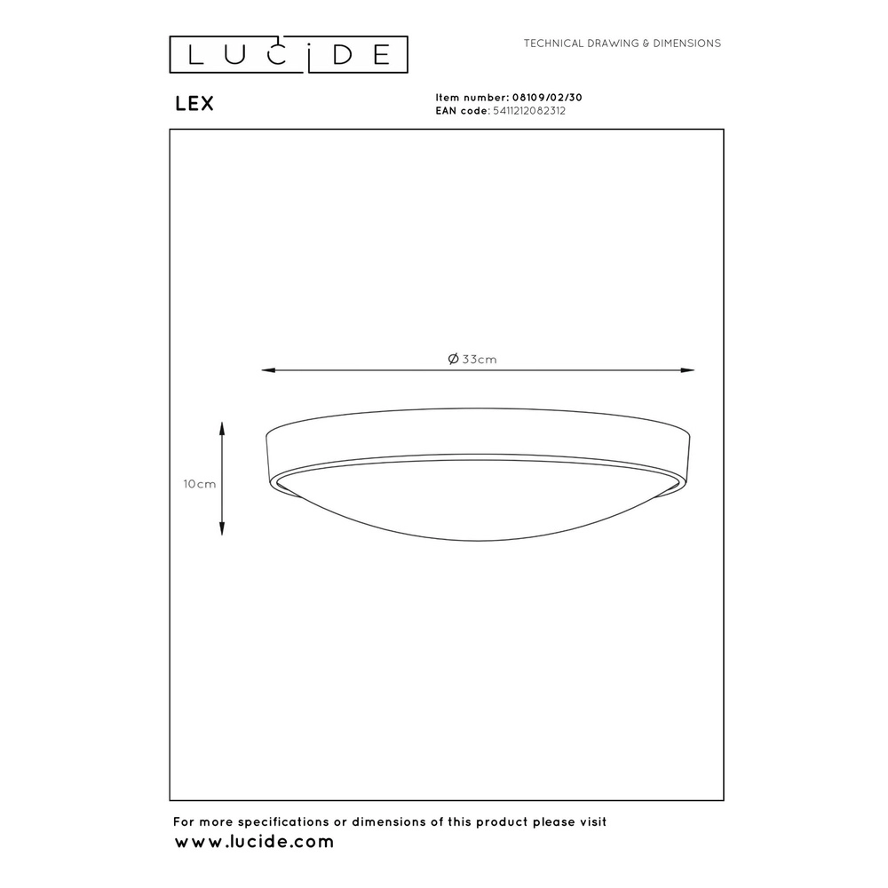 Deckenlicht Lex Ø 33 cm schwarz Lucide 5411212082312