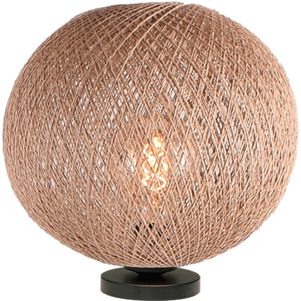 Tischlampe Corda schwarz mit Rattan Ø 30 cm