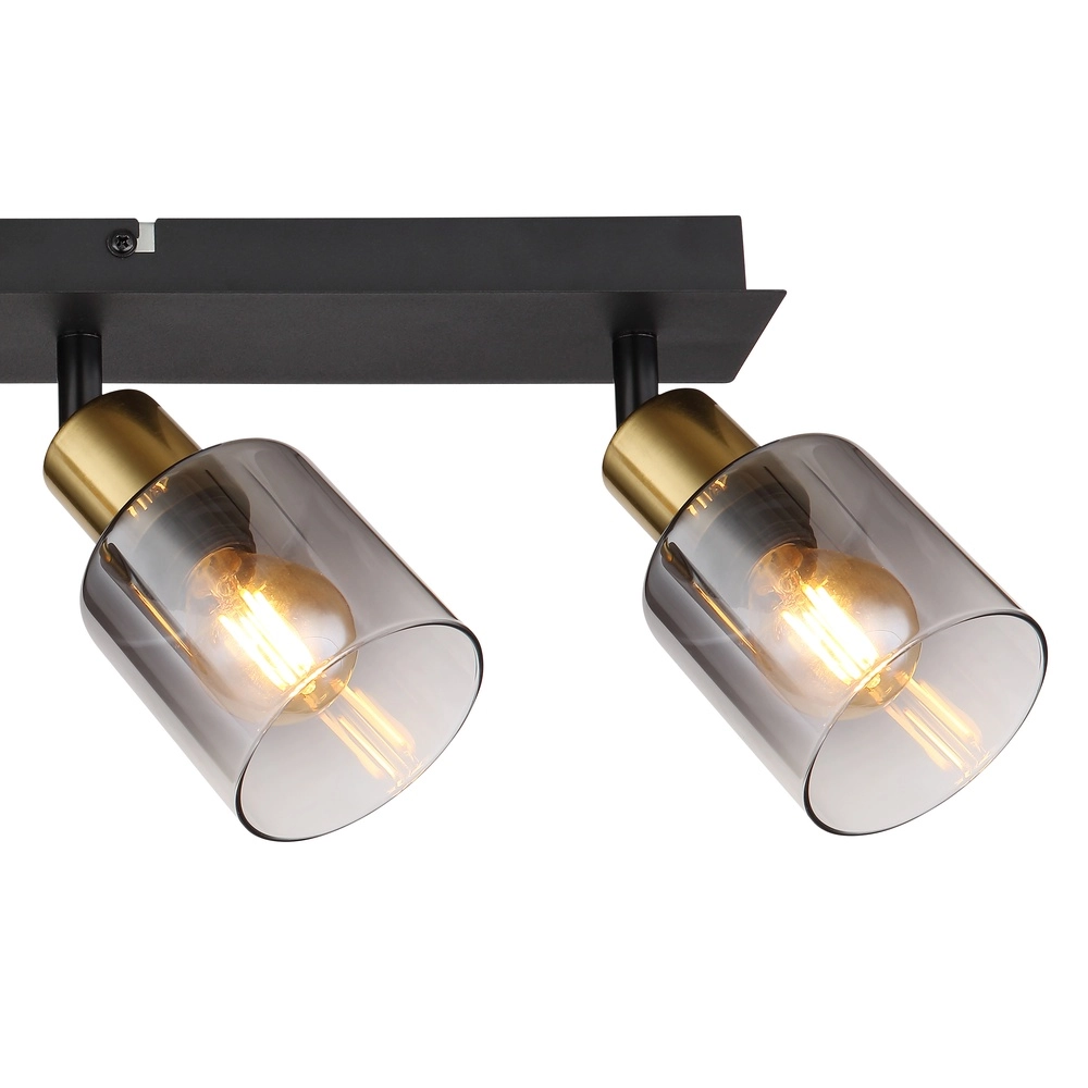 4-Licht Deckenlampe Hollsy Schwarz mit Rauchglas Globo 9007371451852