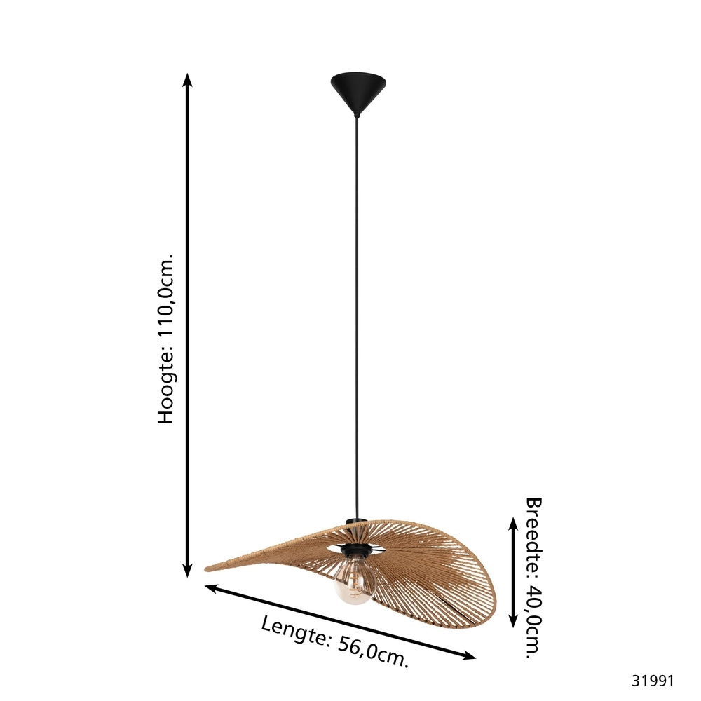 Rattan-Pendellampe Siruela 56cm - 1x E27 Eglo 9002759319915