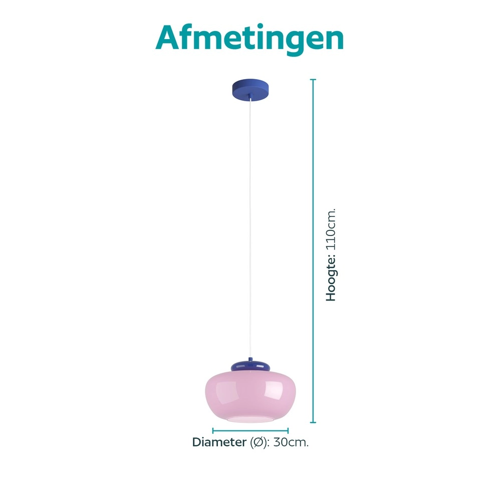 Design-Pendellampe Berardelli Rosa mit blauem Ø 30cm