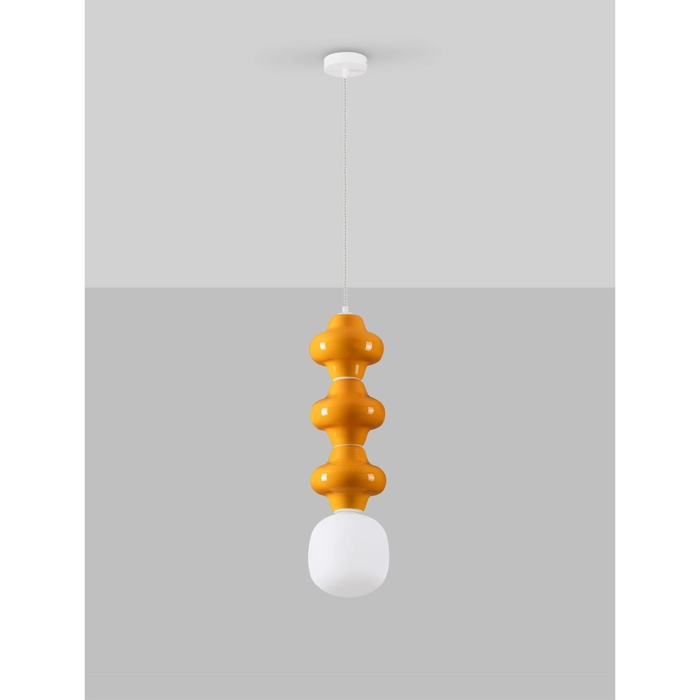 Pendelleuchte Clio L orange Keramik mit weißem Glas Lyora 5212017461322