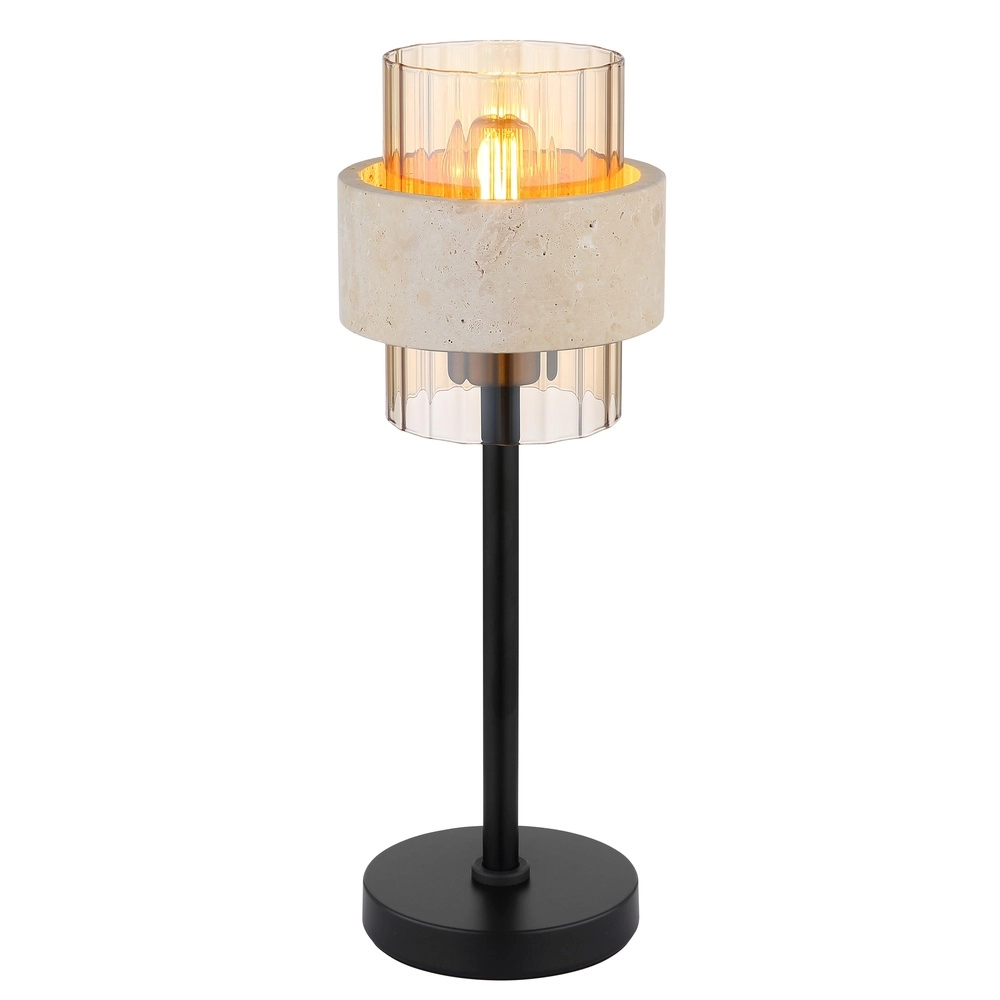 Tischlampe Daren Schwarz mit Marmor