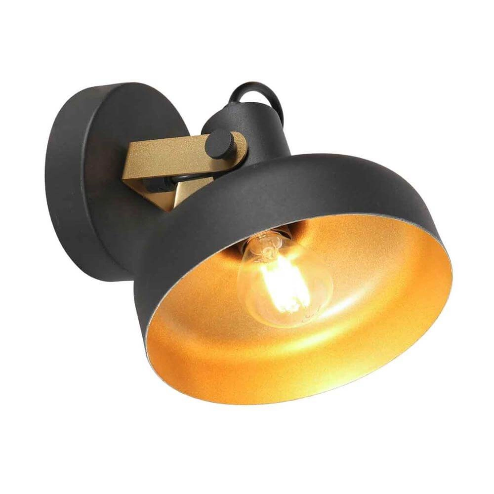 Wandleuchte Prato schwarz mit gold Steinhauer 8712746176377