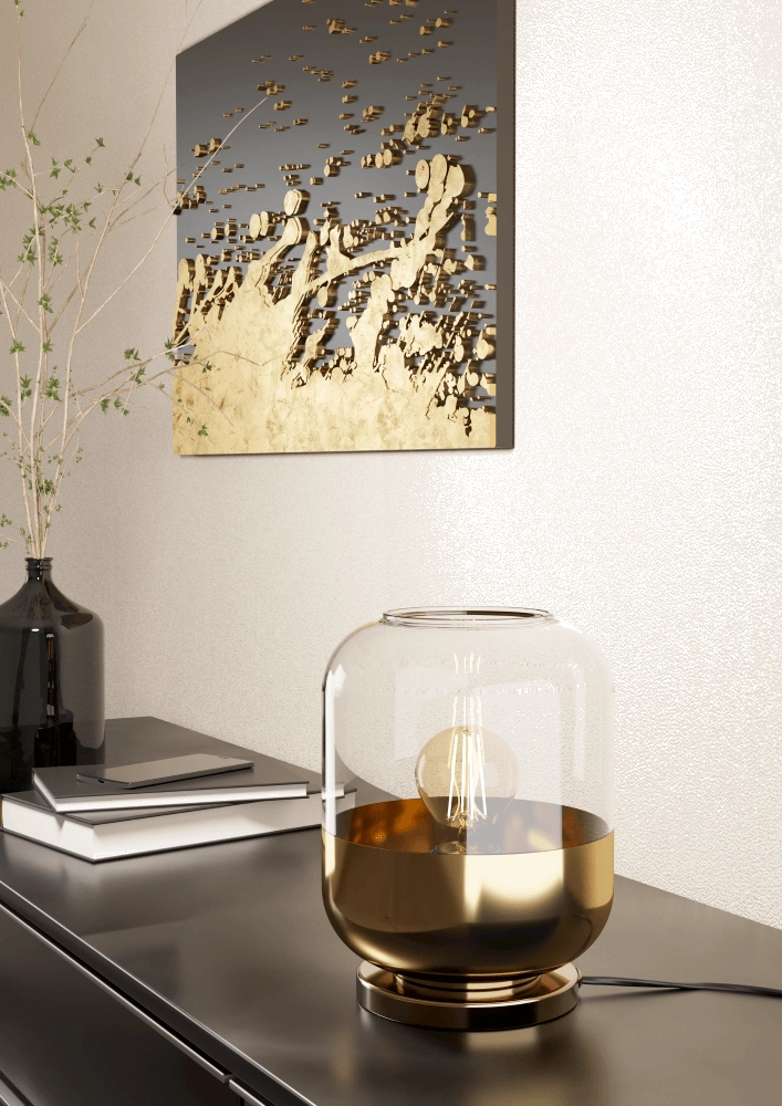 Goldene Tischlampe Maryvilla mit Glas Eglo 9008606244577