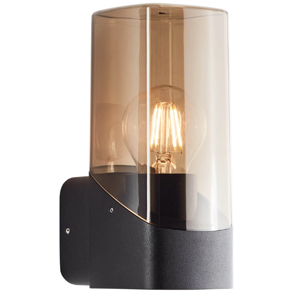 Schwarze Wandlampe Minou mit Rauchglas Brilliant 4004353435744
