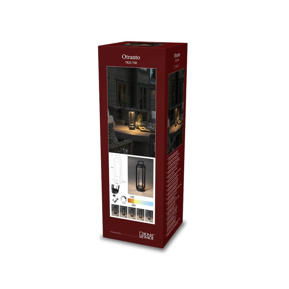 Schwarze Tischlampe Otranto wiederaufladbar KonstSmide 7318307823752