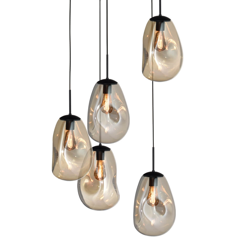 Vide-Hängelampe Lava 5x Goldglas Ø 22,5cm Masterlight 8718121286556