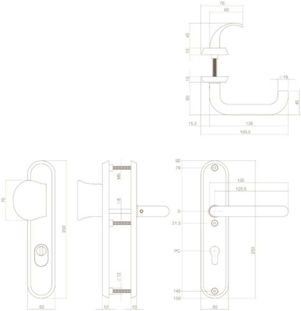 Haustürbeschläge Vurano Kernzugsicherung oval PC 92mm Edelstahl Intersteel 8714186393697