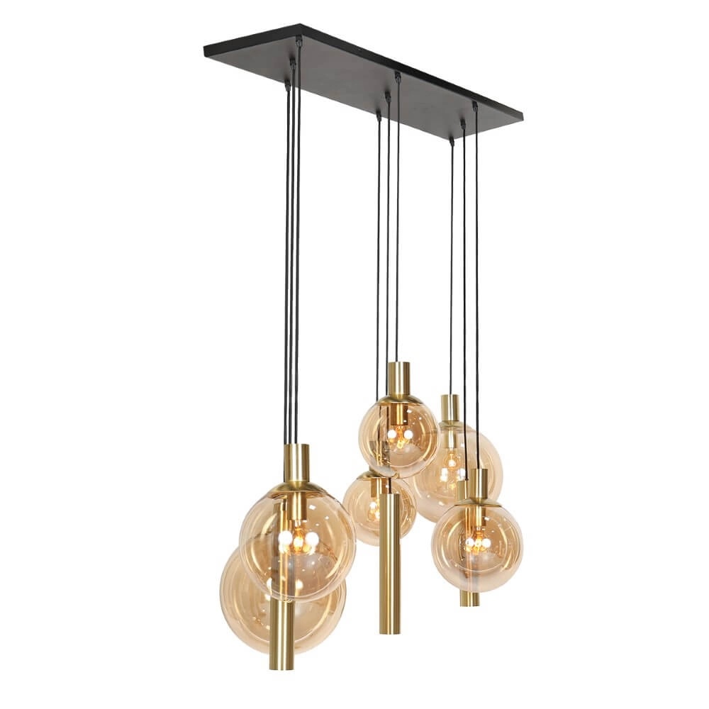 Esstisch-Hängelampe Bollique Gold mit bernsteinfarbenem Glas Steinhauer 8712746172980
