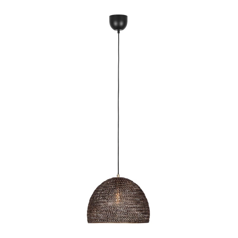 Hängelampe aus schwarzem Rattan Kamara Ø 36cm Trio 4017807617344