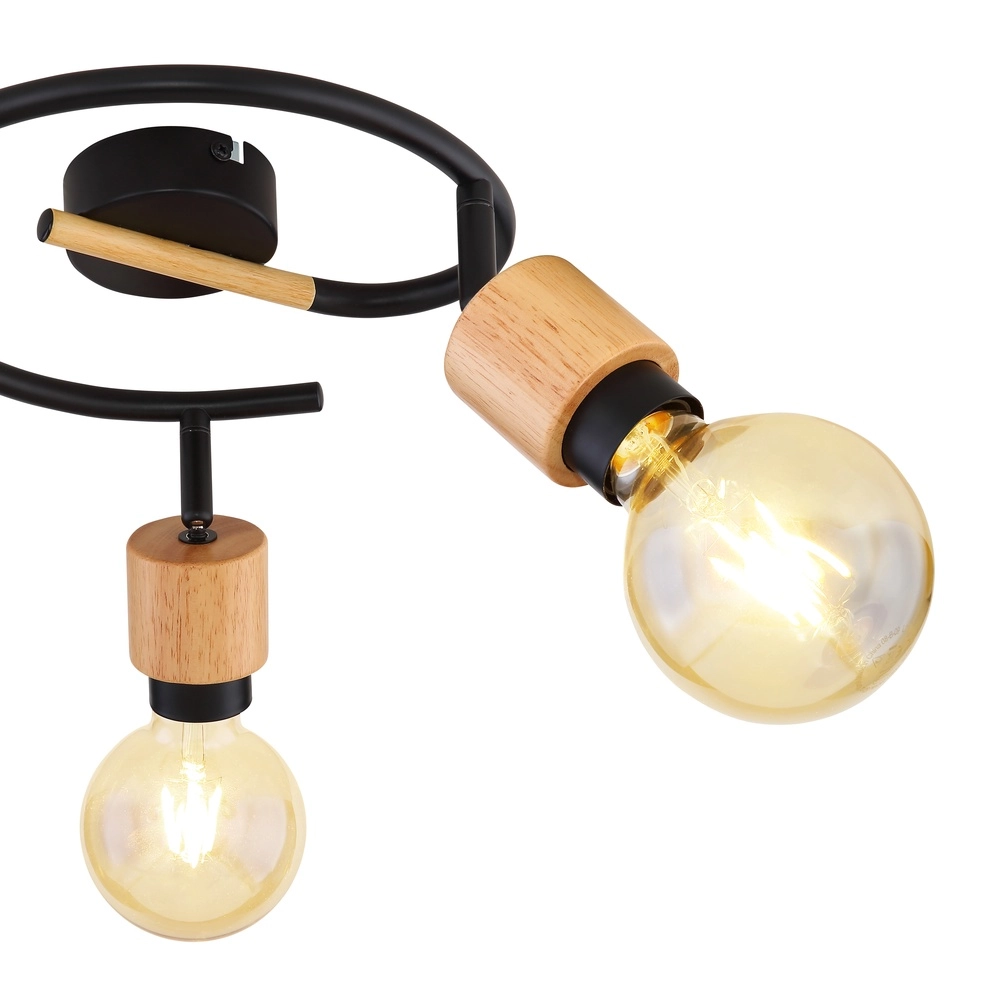 Deckenlampe Jorna 3-Licht Schwarz mit Holz Globo 9007371405282