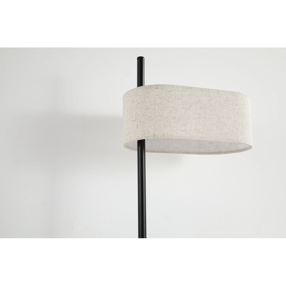 Tischlampe Hessian schwarz mit Leinenschirm Searchlight 5053423296715