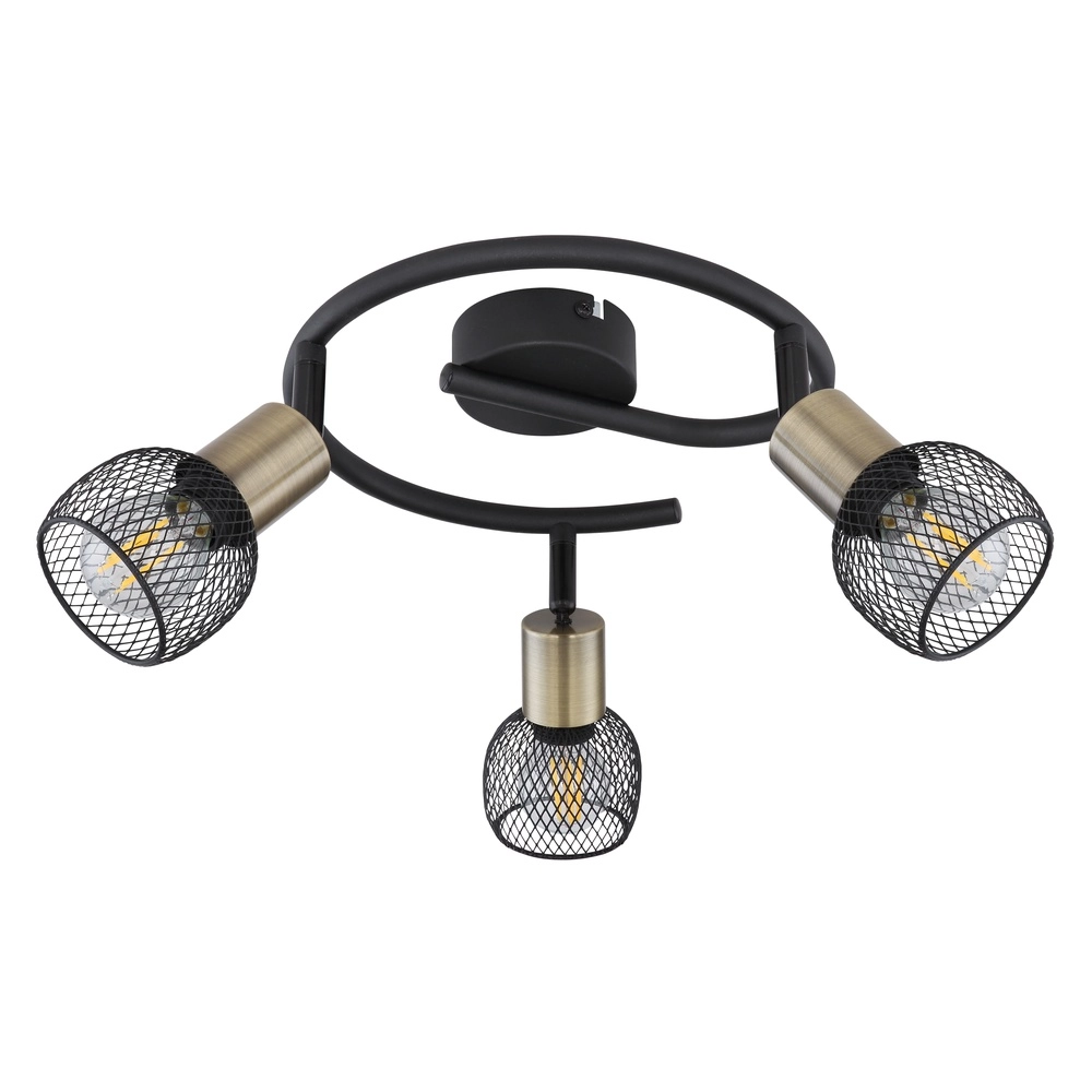 Deckenlampe Fiastra 3-Licht Schwarz mit Mesh Globo 9007371427116