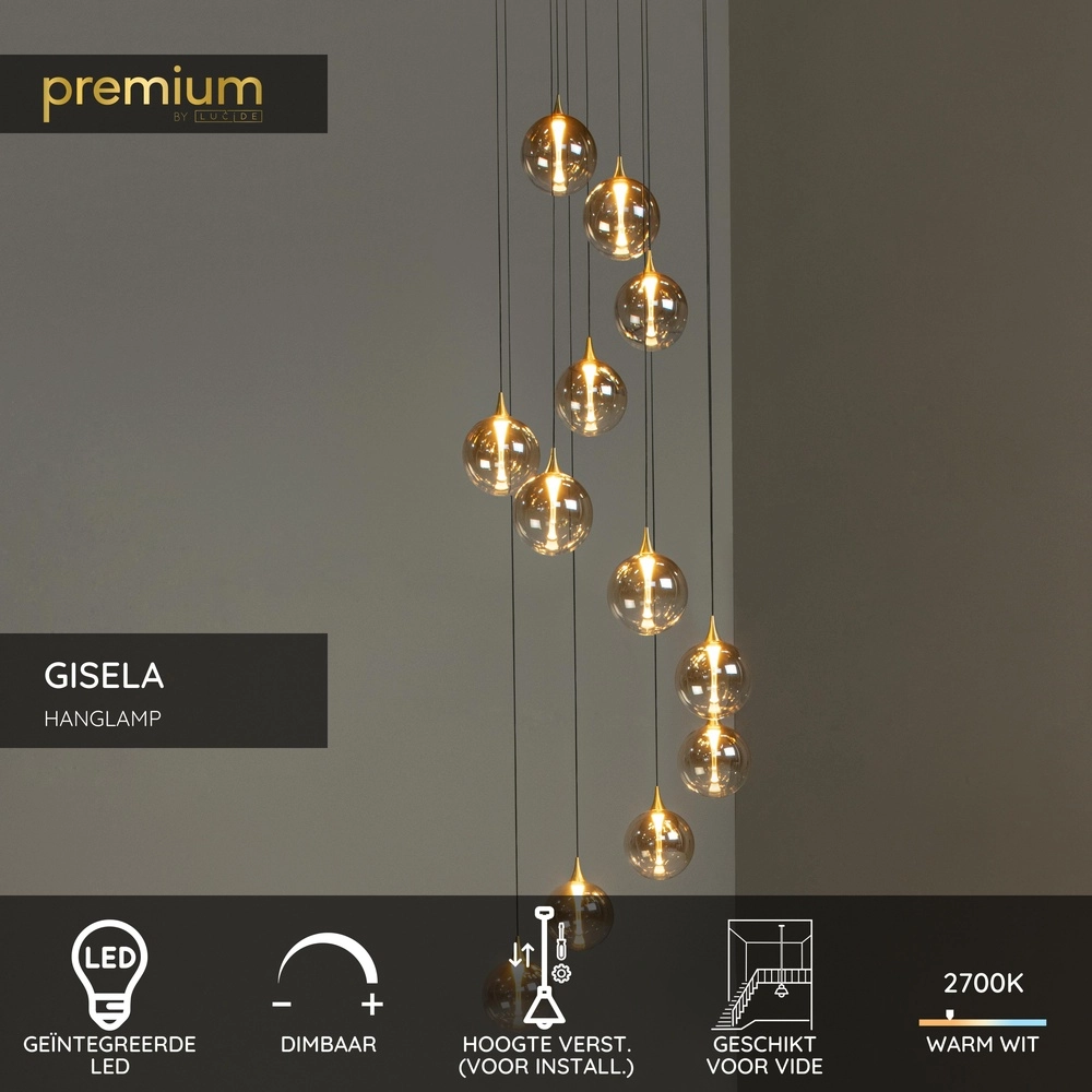 Design-LED-Pendelleuchten Gisela Fading – 12x Ø 16 cm Premium by Lucide 5411212134851