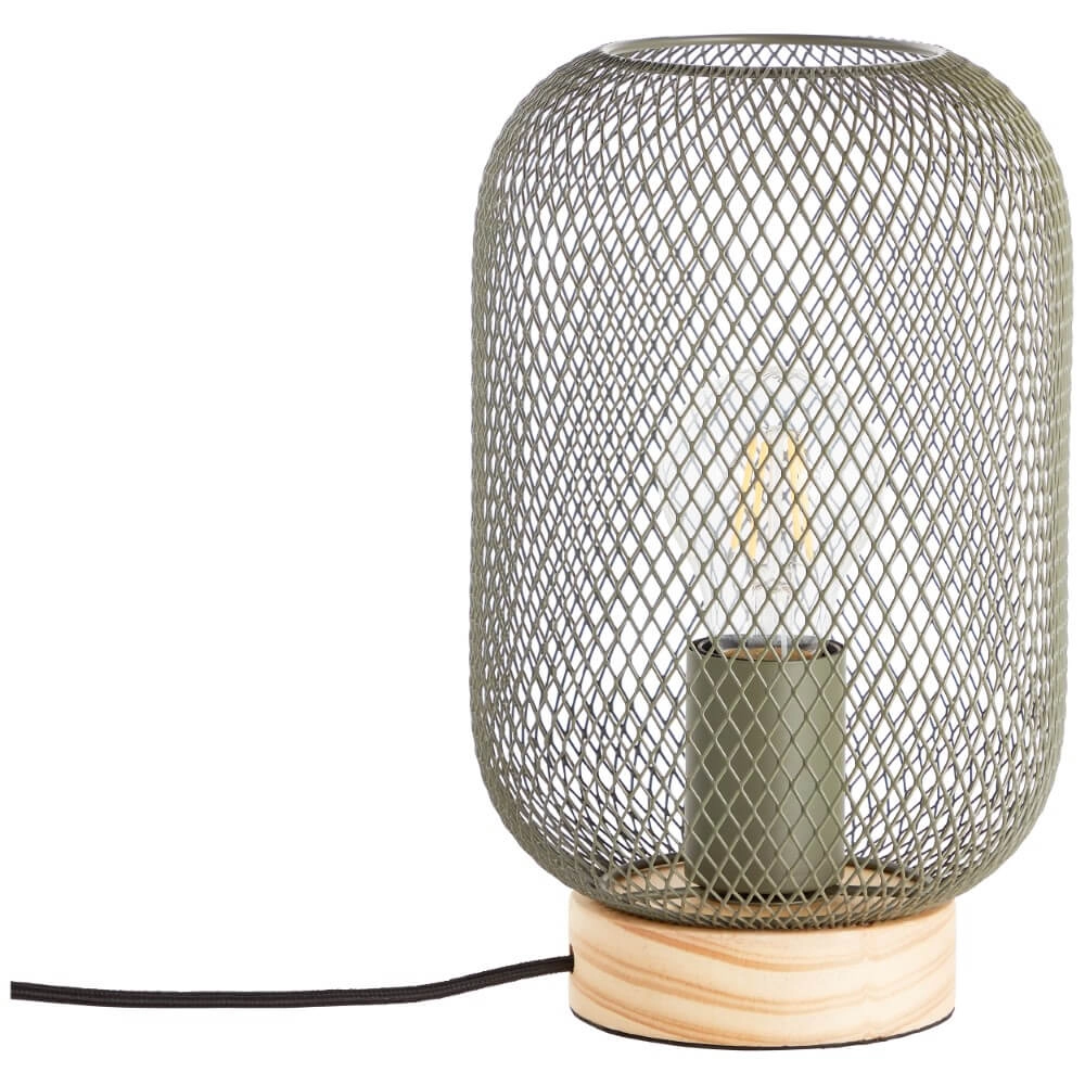 Grüne Tischlampe Giada mit Holz Brilliant 4004353354199