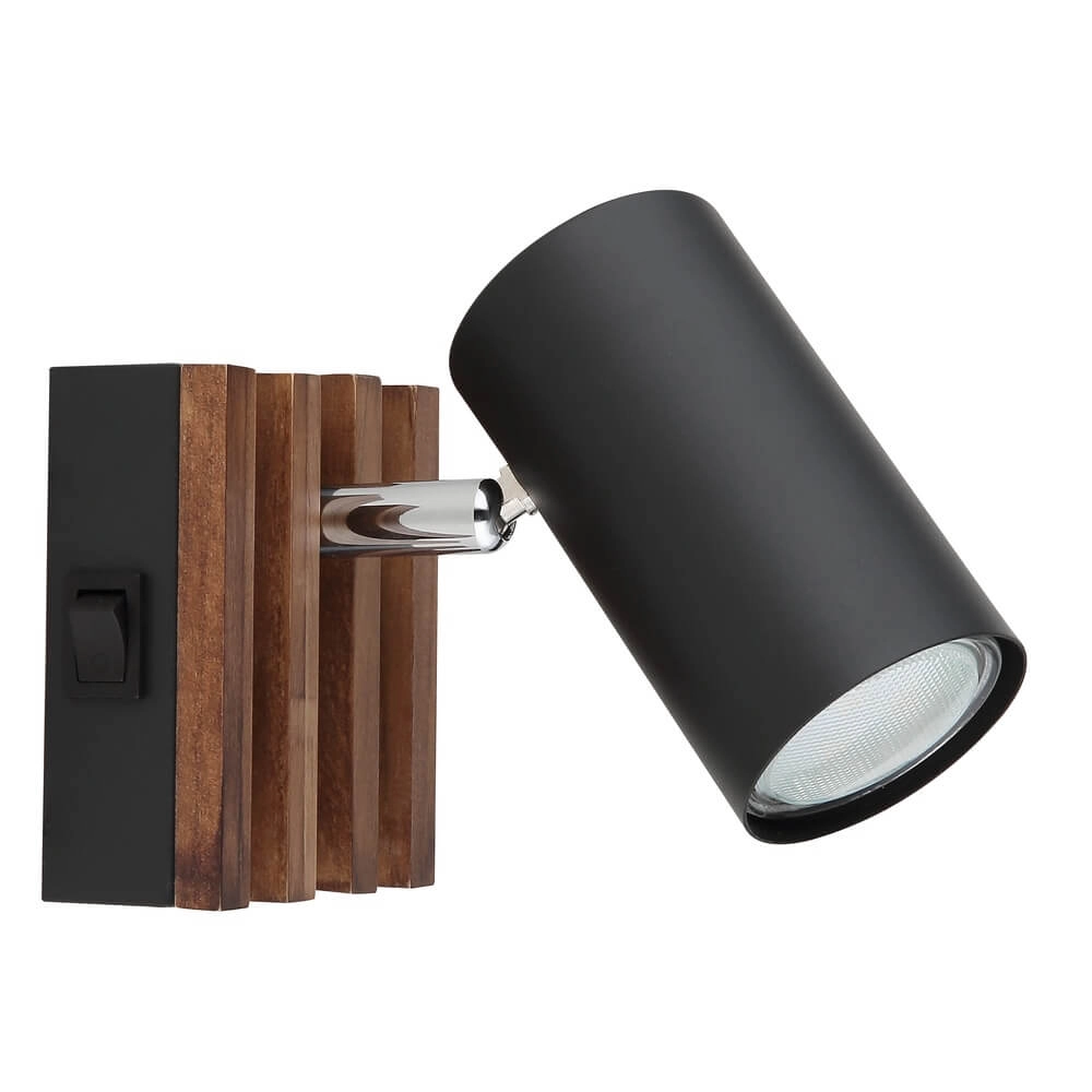 Deckenlampe Kayden Single schwarz mit Holz Globo 9007371525447