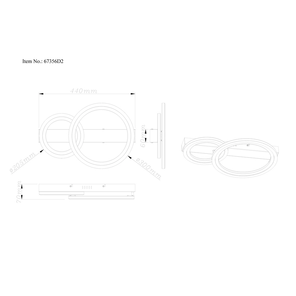 Deckenlampe Dakari I 2 schwarze Ringe Globo 9007371522798
