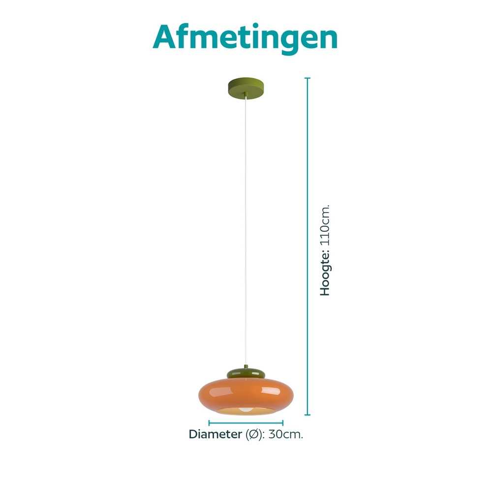 Design-Pendellampe Berardelli Orange mit grünem Ø 32 cm