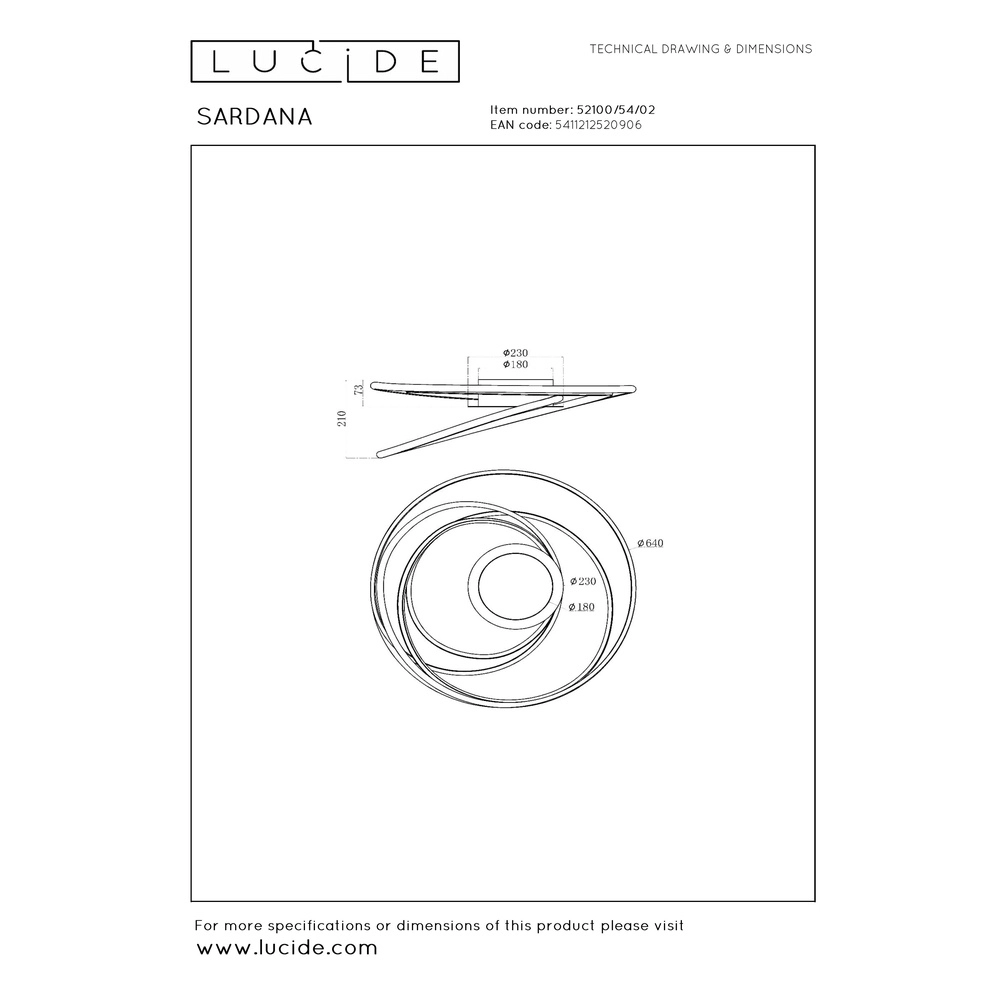 Design-Deckenlampe Sardana Curl Gold Premium by Lucide 5411212520906