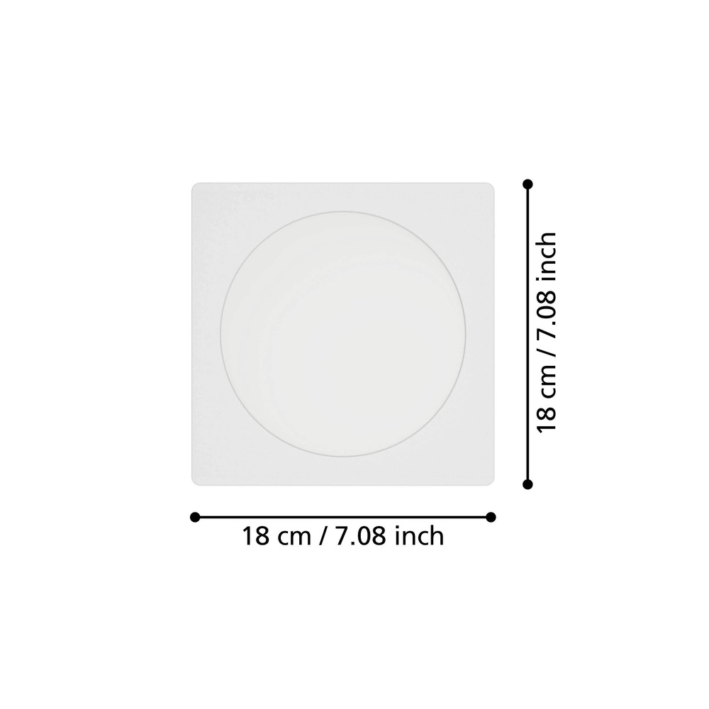 Einbaulampe Fueva 6 Quadratisch – Weiß – 16,6x16,6 cm Eglo 9008606330805