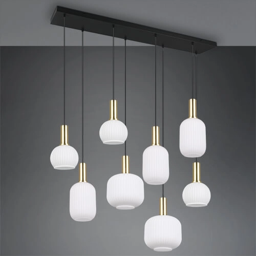 Hängelampe für das Esszimmer Diva 8-flammig – weißes Glas Trio 4017807614527