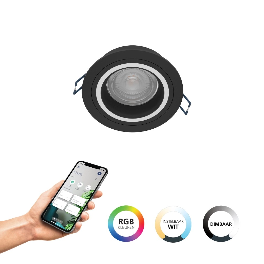 Zigbee-Vertiefungspunkt Carosso-Z Schwarz – rund Eglo 9008606259809