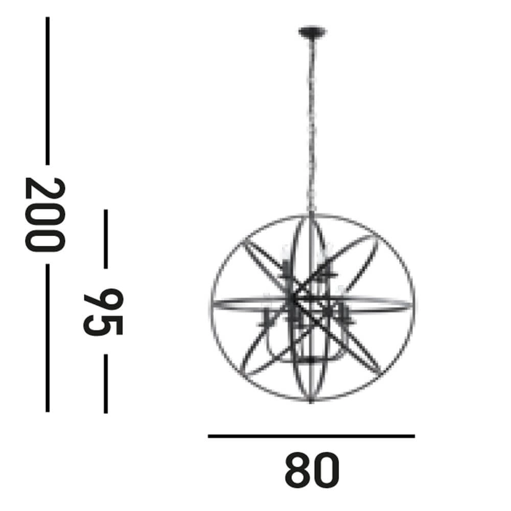 Antike Pendelleuchte Orbit 8-flammig schwarz Searchlight 5053423271927