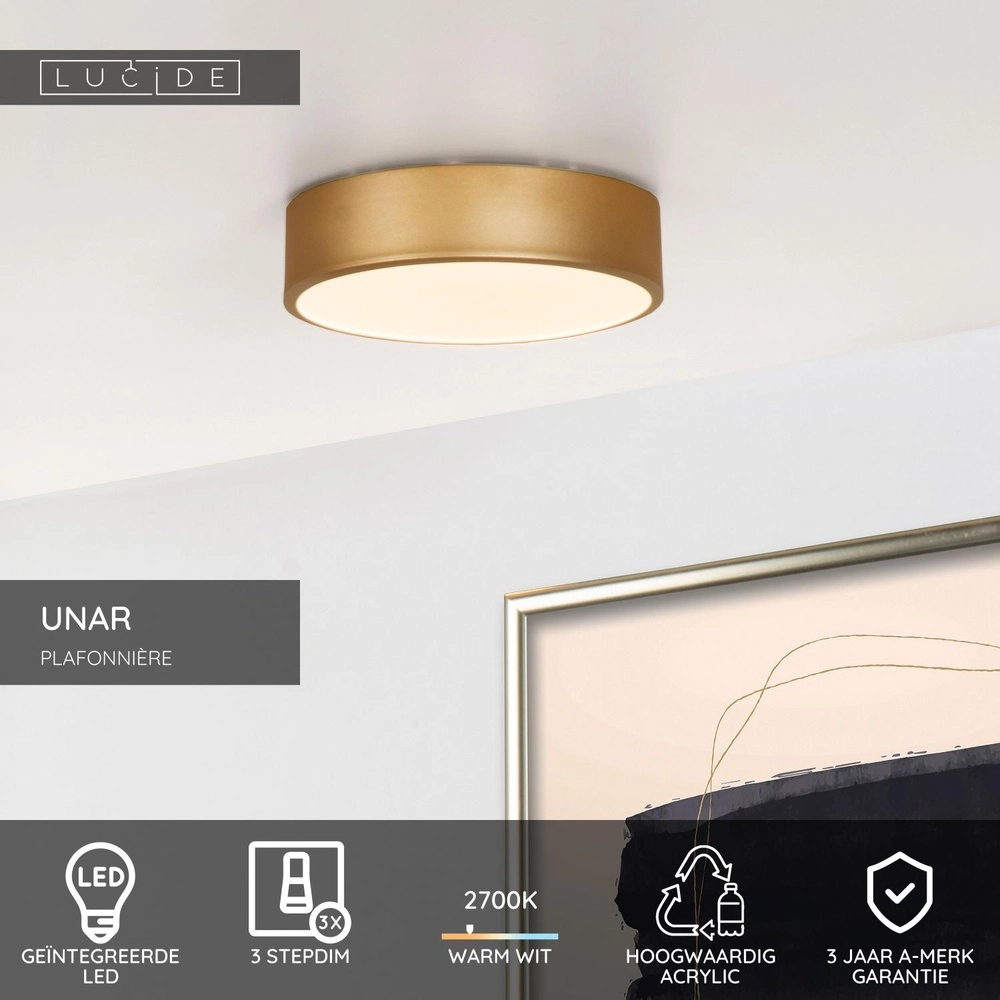 Deckenlicht Unar Ø 20cm - 2700K - Gold Lucide 5411212791849