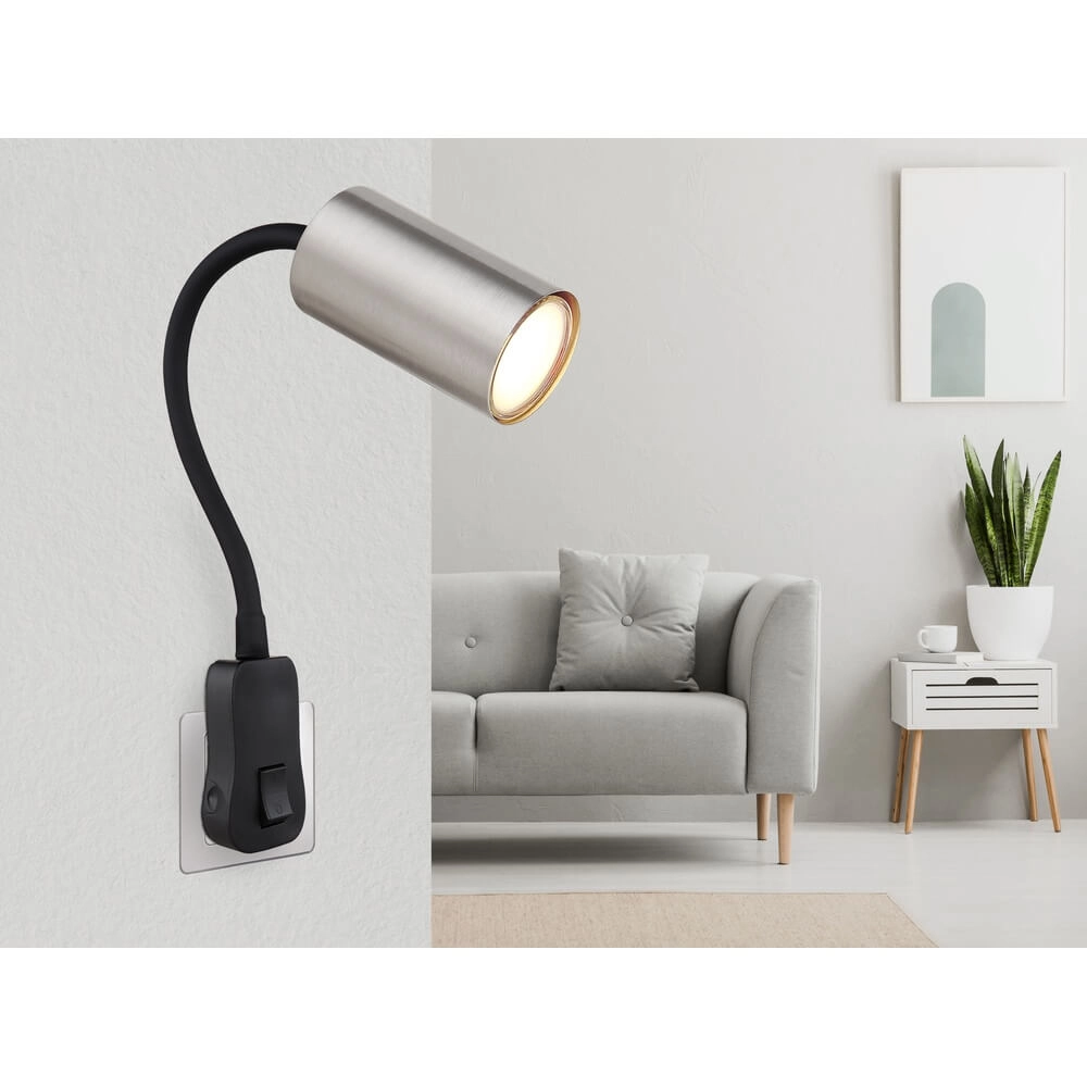 Schwarze Lampe Robby Fassung mit Nickel Globo 9007371439928