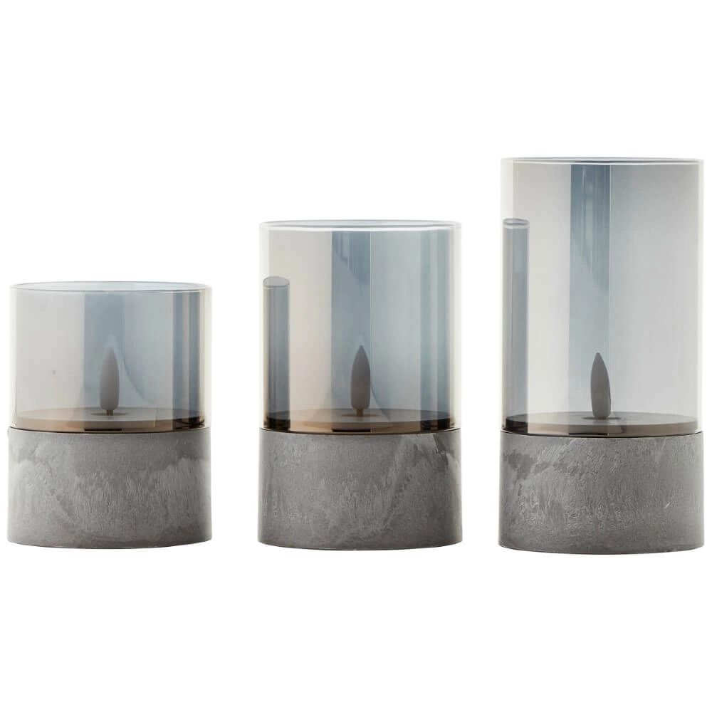 Set mit 3 Tischlampen Bougie Rauchglas Brilliant 4004353428326