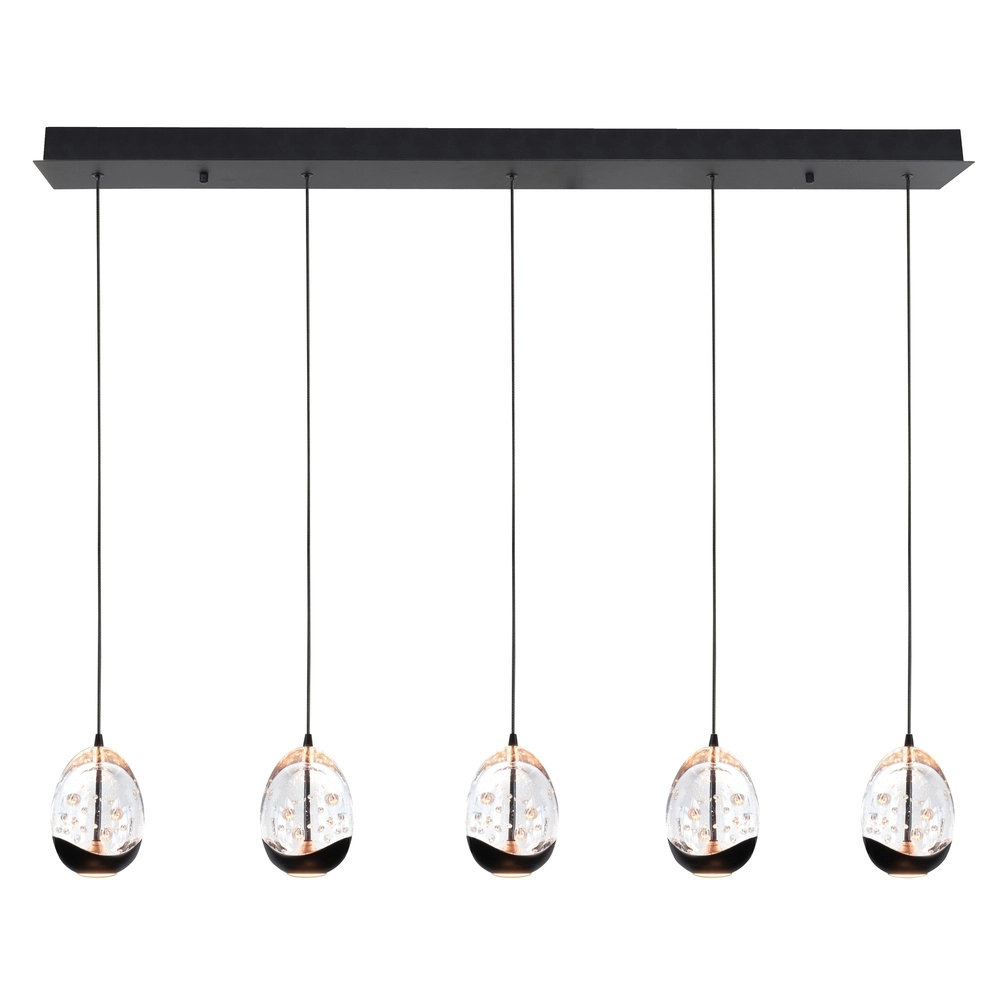 Pendelleuchte Clear Egg schwarz 5-flammig gerade