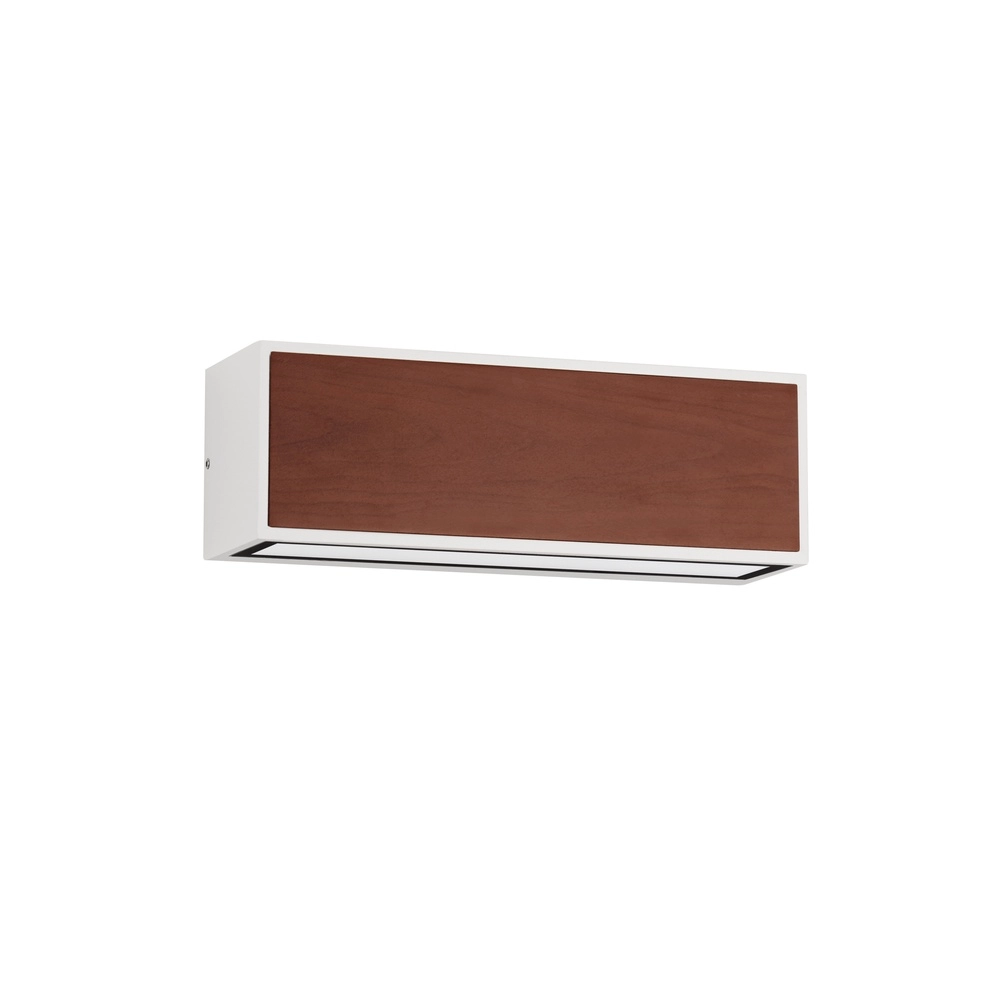 Solar-Wandleuchte Brown weiß mit Holz Lyora 5212017449467