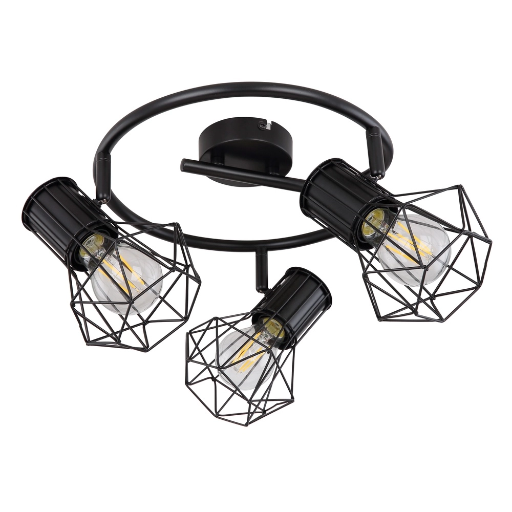 Runde Deckenlampe Priska 3-Licht Schwarz Globo 9007371403172