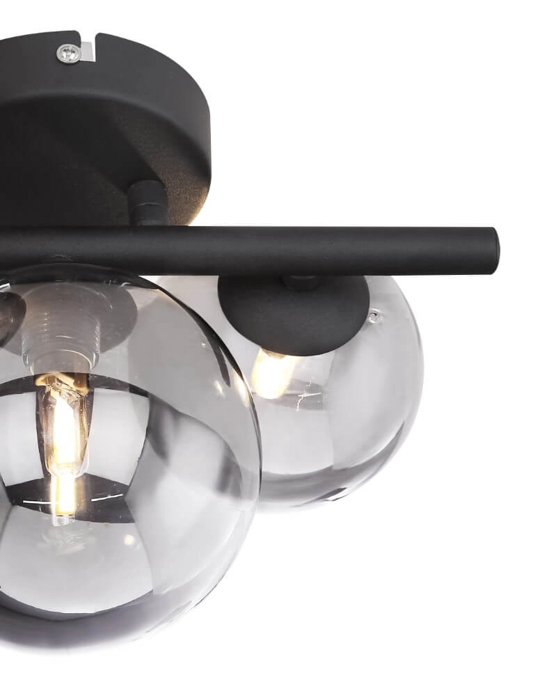 Schwarze Deckenleuchte mit Rauchglas Riha Globo 9007371396030