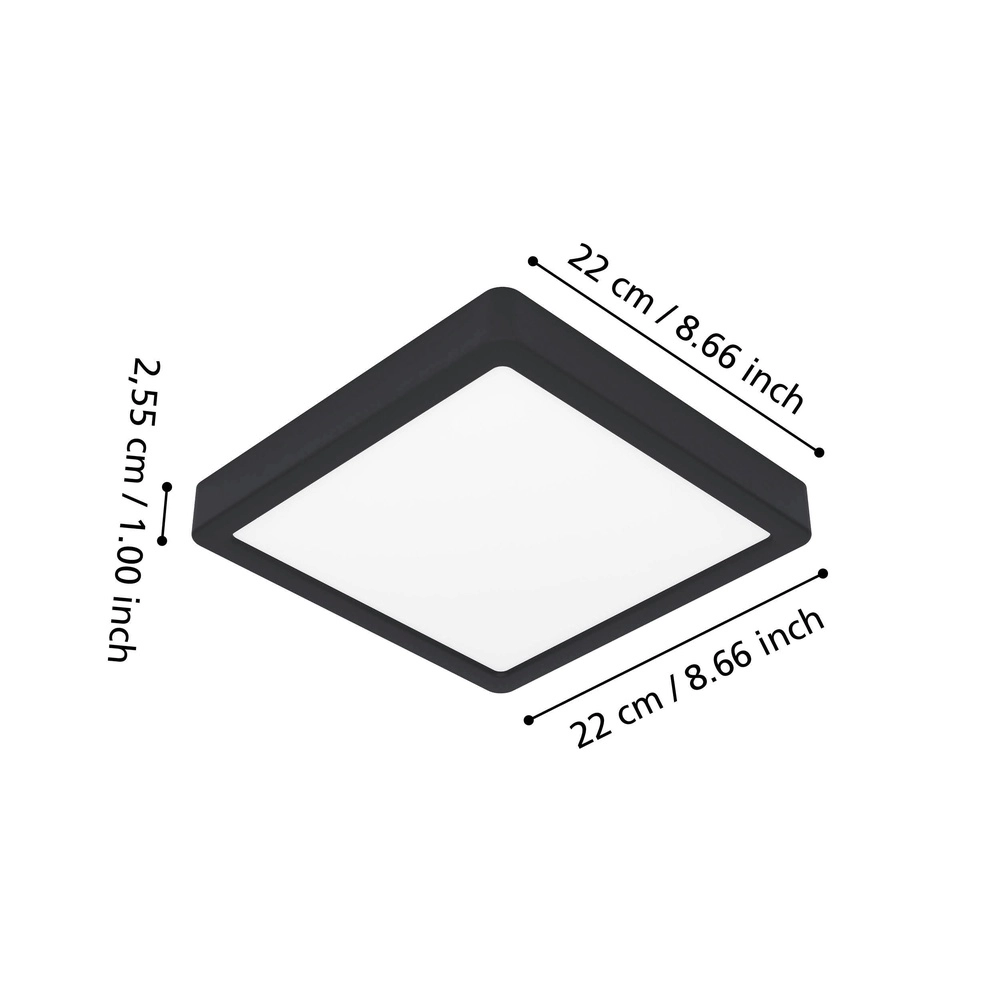 Deckenlicht IP44 Fueva 6-Z Quadrat – Schwarz – 22x22 cm Eglo 9008606330515