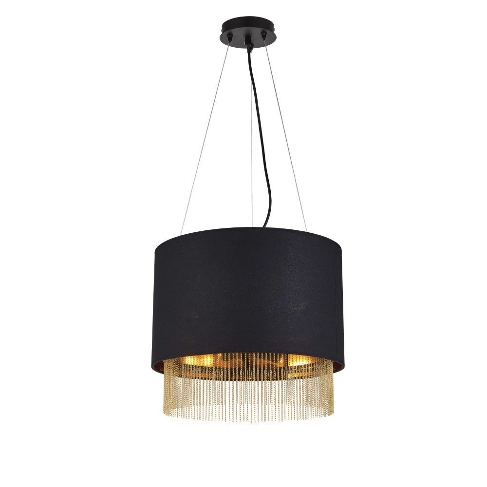 Schwarze Hängelampe Fringe Ø 40cm Searchlight 5053423135533