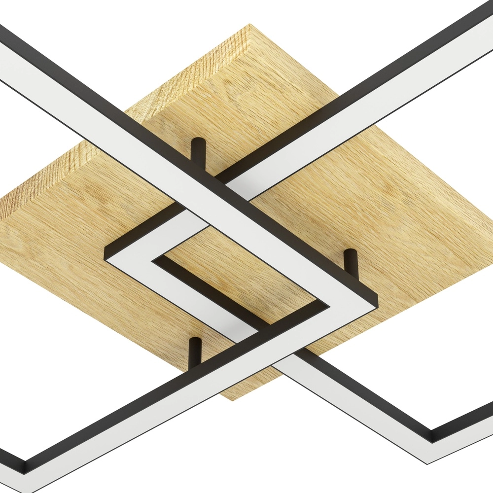 Zigbee-Deckenlampe Lomaltas-Z Schwarz mit Holzoptik – quadratisch Eglo 9008606327904