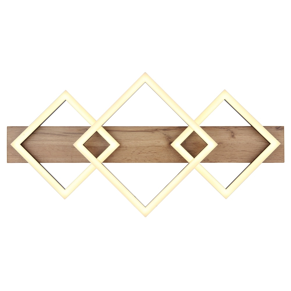 Deckenlampe Beatrix 61 cm schwarze Quadrate mit Holz Globo 9007371445394