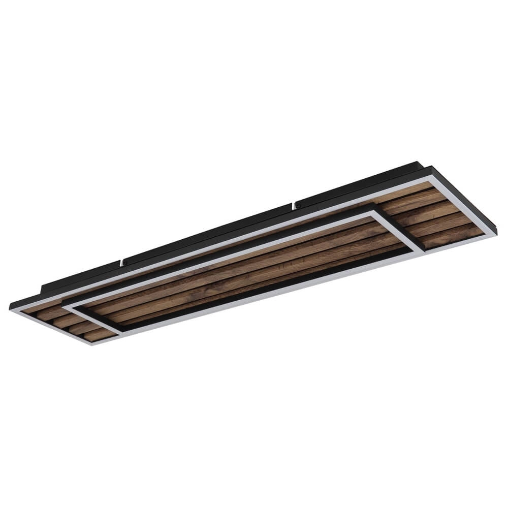 Deckenlampe Woody schwarz mit Holzrechteck Globo 9007371513574