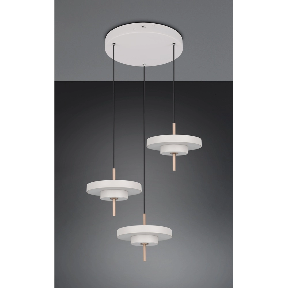 3-flammige Pendelleuchte Keaton Rund weiß Trio 4017807655407