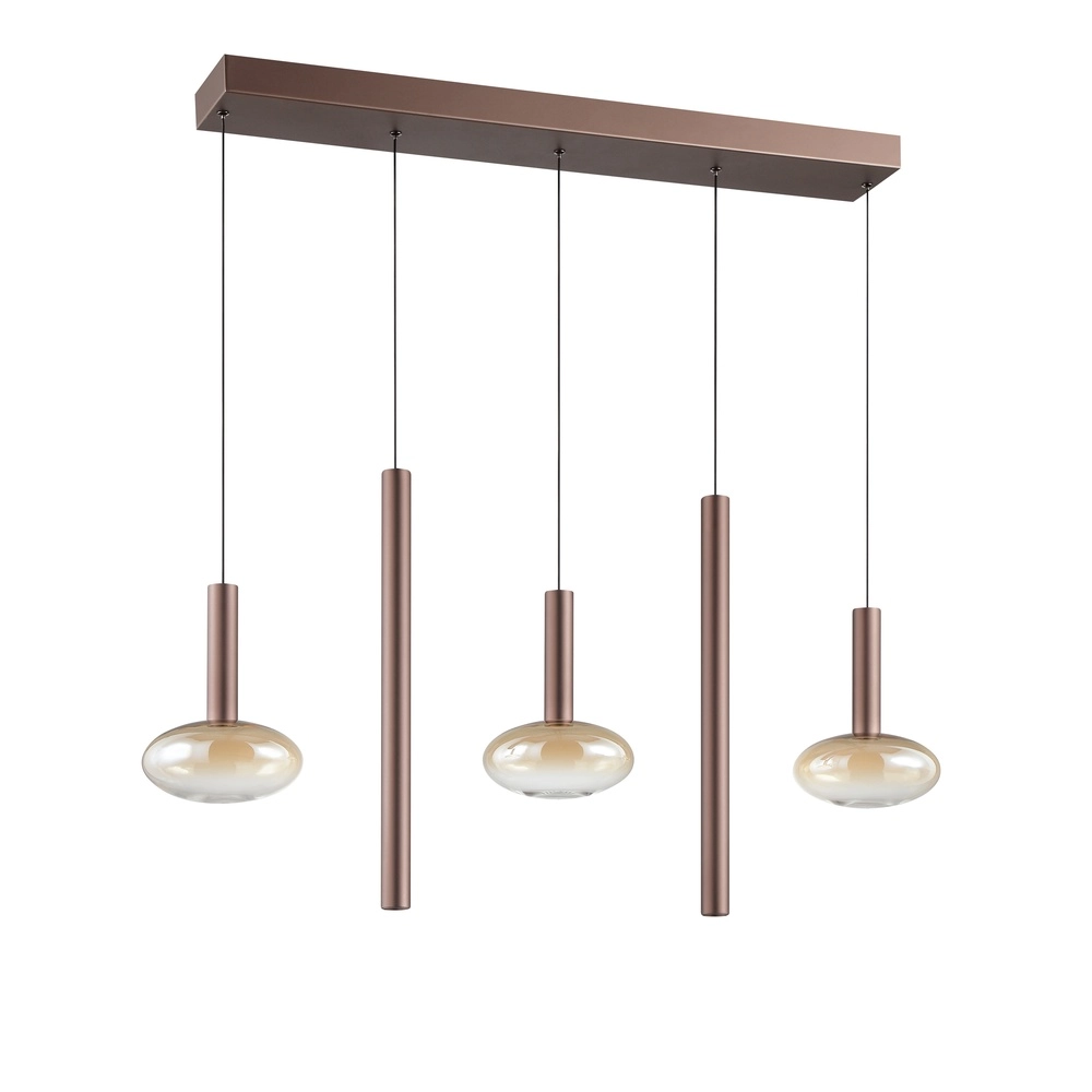 Pendellampe Veridian Kaffeebraun mit bernsteinfarbenem Glas Brilliant 4004353477942