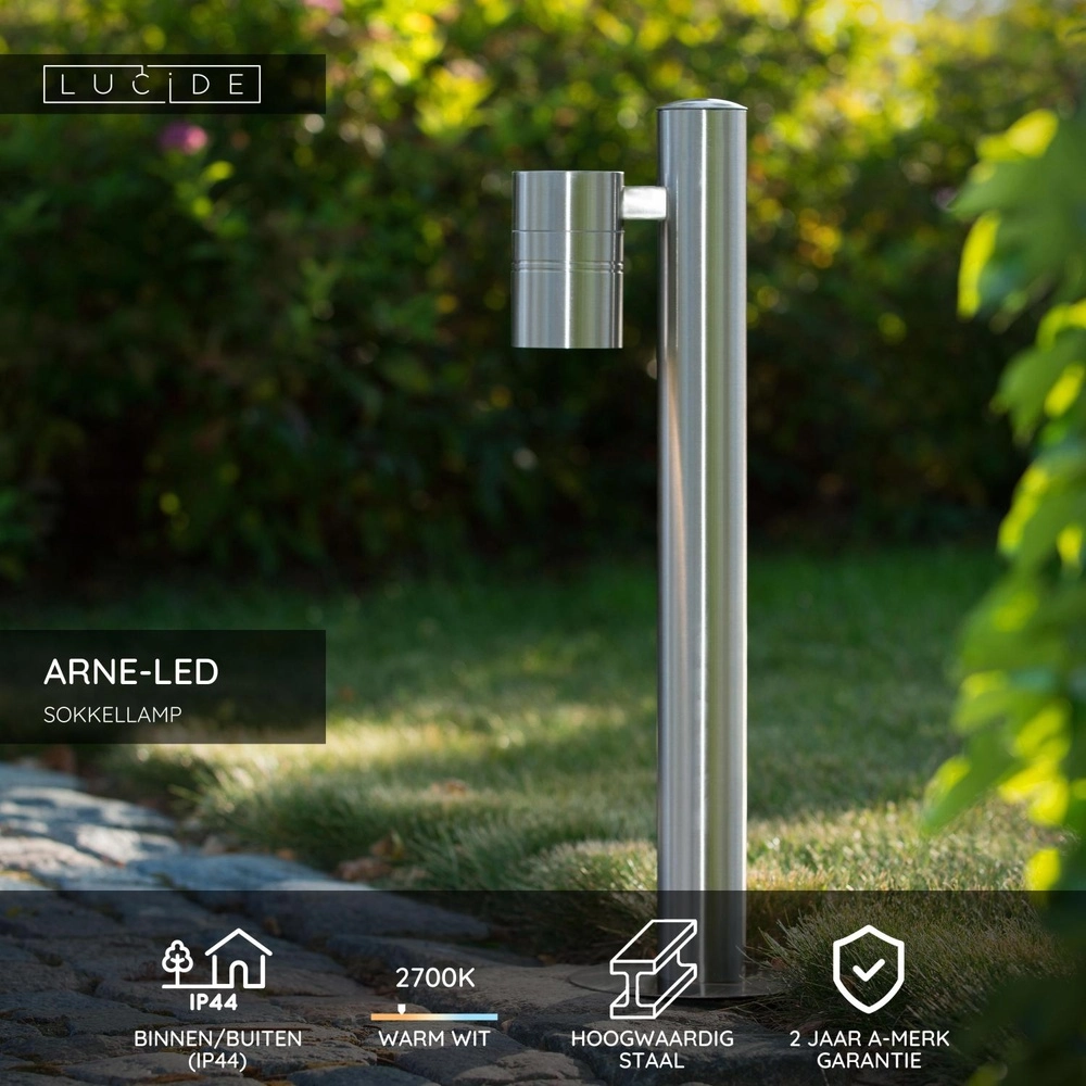 Gartenlampe Arne-Led Chrom Lucide 5411212143914