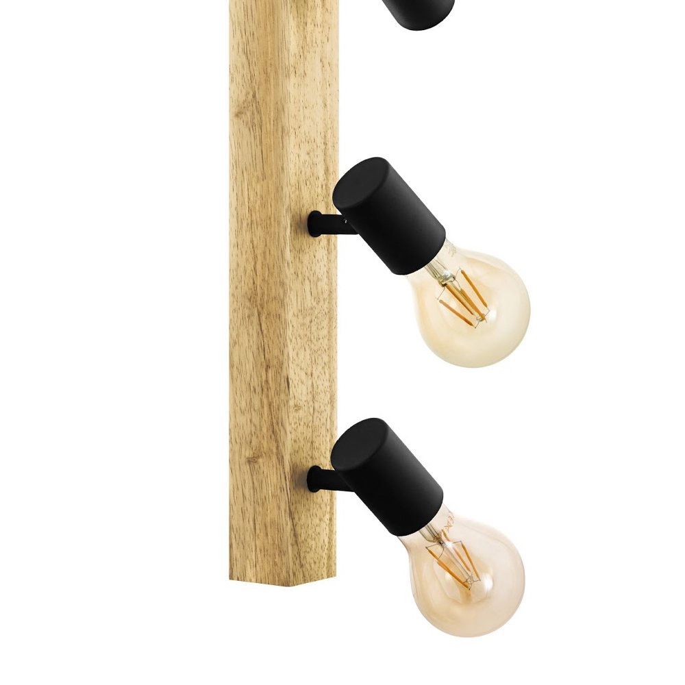 Rural Deckenleuchte Townshend 3 4 Lichtschwarz mit holz Eglo 9002759994815