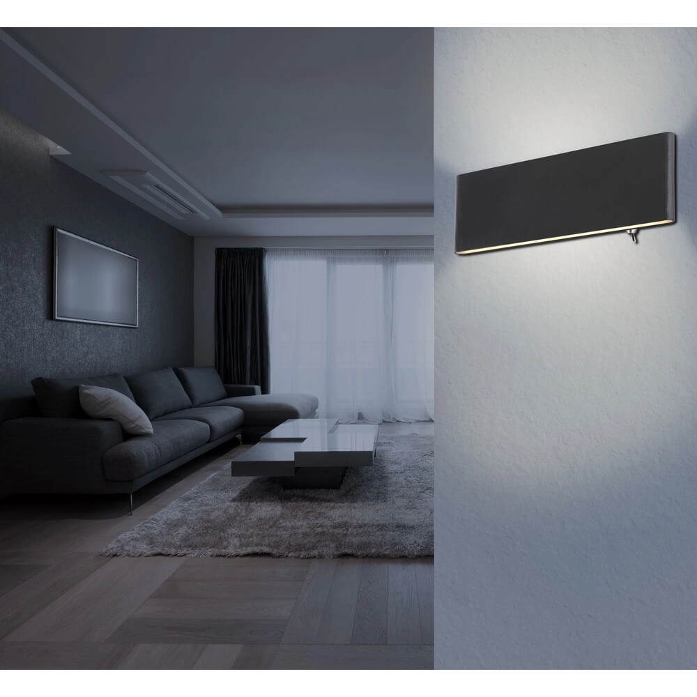 Design-Wandleuchte Siegfried S schwarz mit Schalter Globo 9007371402366