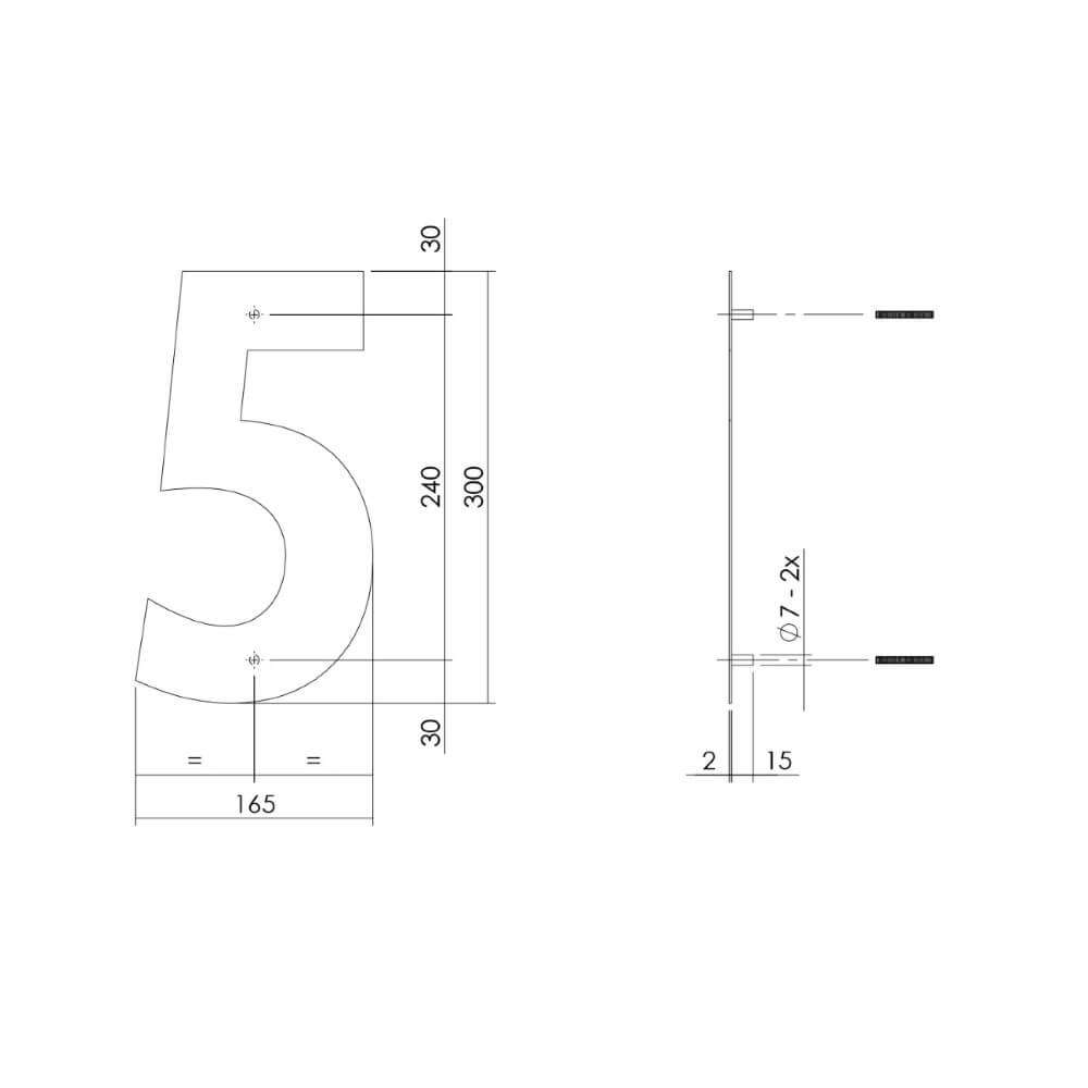 Hausnummer 5 XL Numbra 30cm schwarz Intersteel 8714186503324