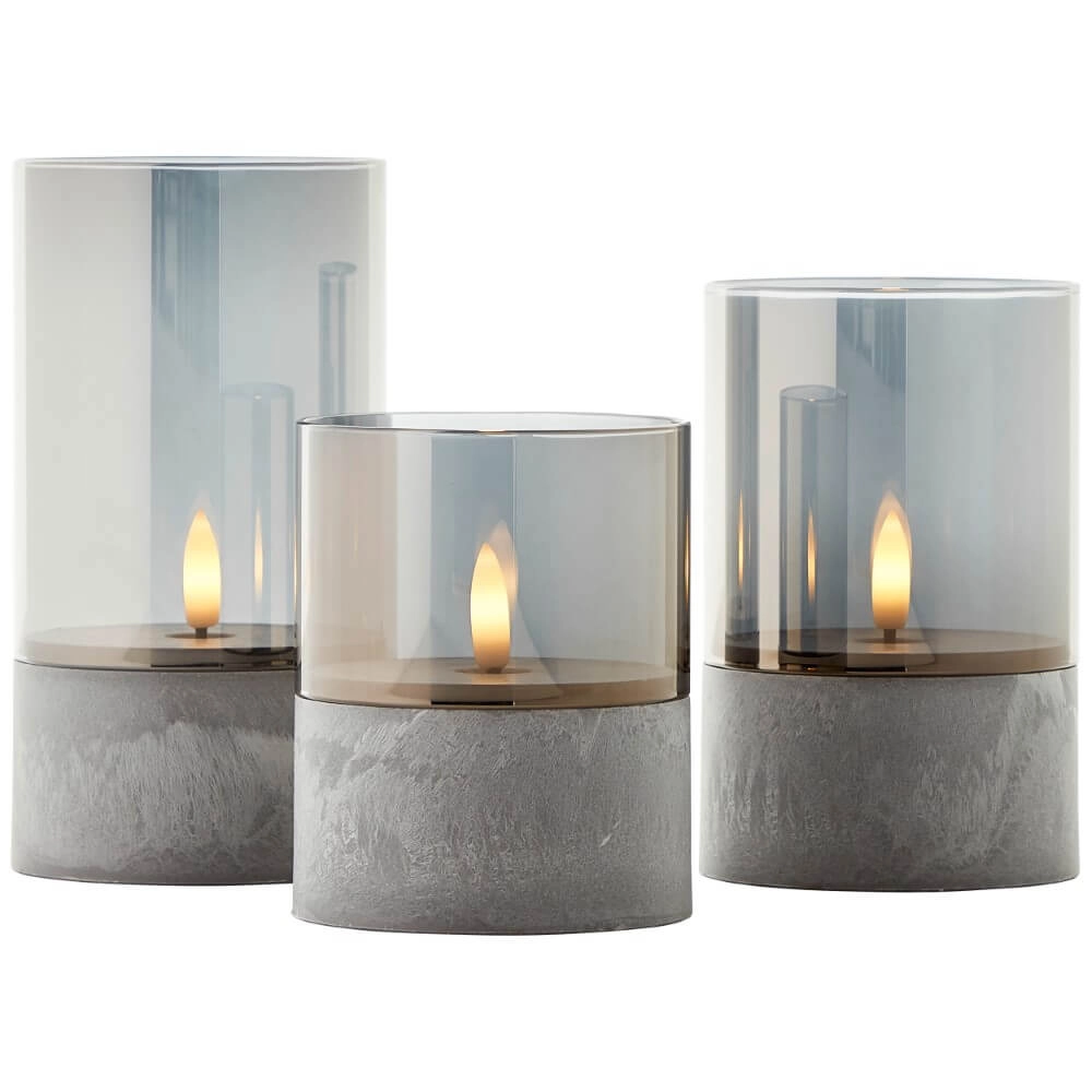 Set mit 3 Tischlampen Bougie Rauchglas Brilliant 4004353428326