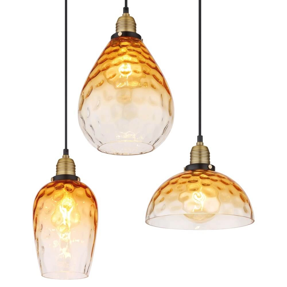 6-flammige Pendelleuchte Salvy Braunglas-Wabe Globo 9007371445608