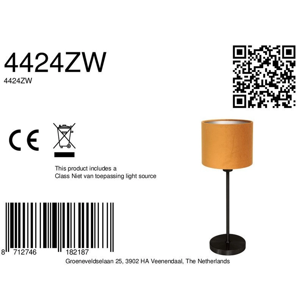 Schwarze Tischleuchte Noor mit goldener Kappe Steinhauer 8712746182187